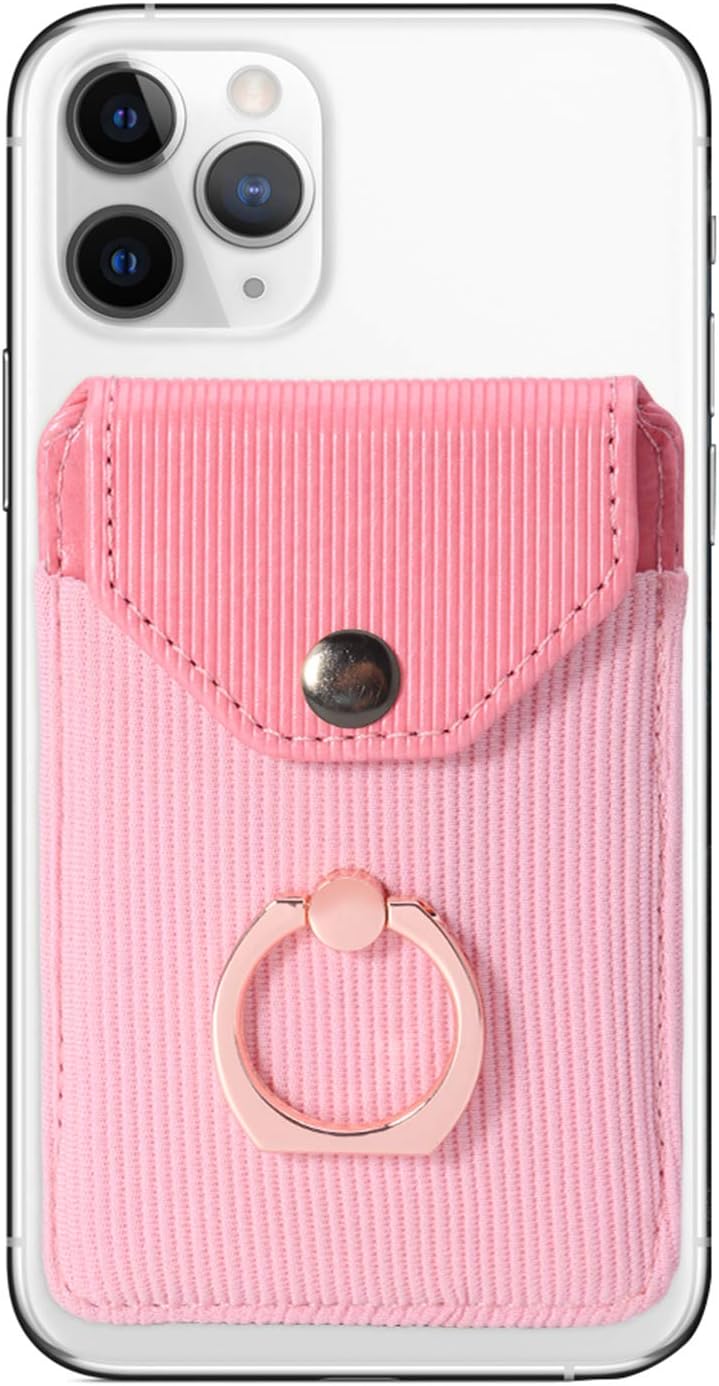 YUNCE Card Holder & Ring Stand for Smartphones, Stick-on Wallet for iPhone & Android, Adhesive Credit Card Sleeve - Image 1