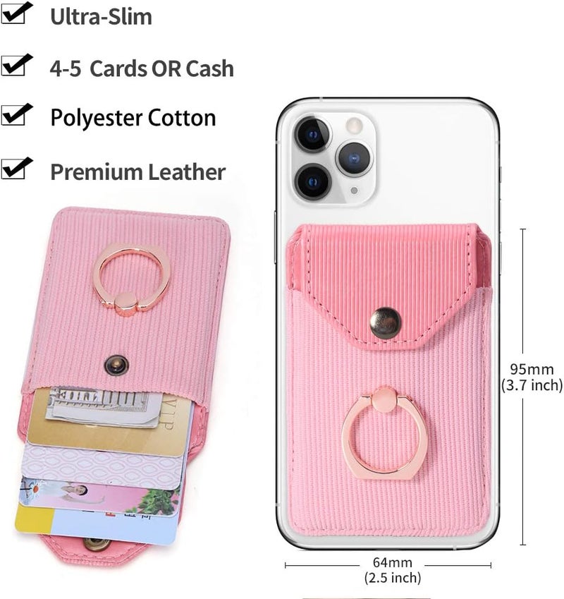 YUNCE Card Holder & Ring Stand for Smartphones, Stick-on Wallet for iPhone & Android, Adhesive Credit Card Sleeve - Image 3