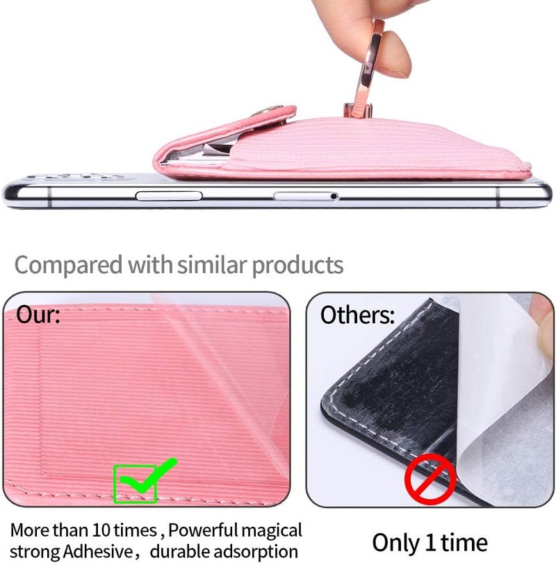 YUNCE Card Holder & Ring Stand for Smartphones, Stick-on Wallet for iPhone & Android, Adhesive Credit Card Sleeve - Image 4