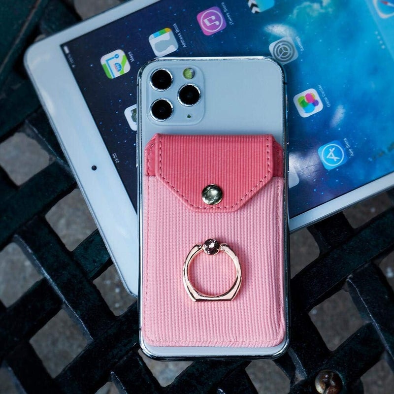 YUNCE Card Holder & Ring Stand for Smartphones, Stick-on Wallet for iPhone & Android, Adhesive Credit Card Sleeve - Image 5