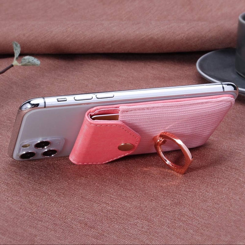YUNCE Card Holder & Ring Stand for Smartphones, Stick-on Wallet for iPhone & Android, Adhesive Credit Card Sleeve - Image 2