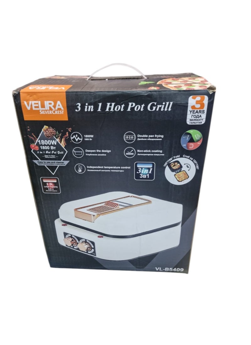 SILVER CREST 3 In 1 Electric Hot Pot Grill- Multipurpose Cooker 2.5L  - Image 1