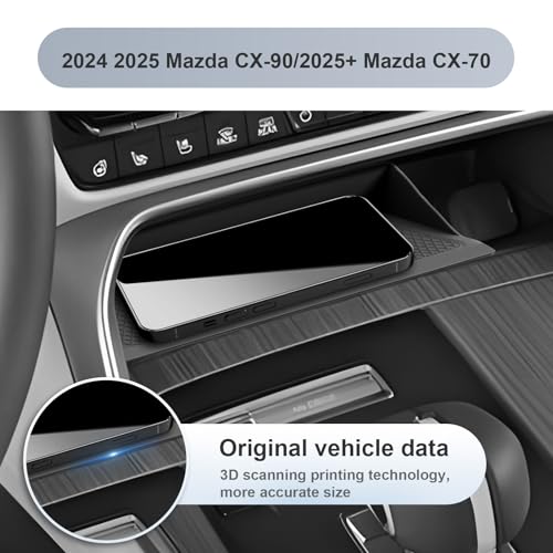 SKTU ملحقات SKTU لسيارة مازدا CX-90 2024 2025 حصيرة شحن لاسلكي لسيارة مازدا CX-90 2024 2025/مازدا CX-70 2025+ وسادة مركزية غير قابلة للانزلاق 2024 2025 حصيرة كونسول CX-90 - Image 4