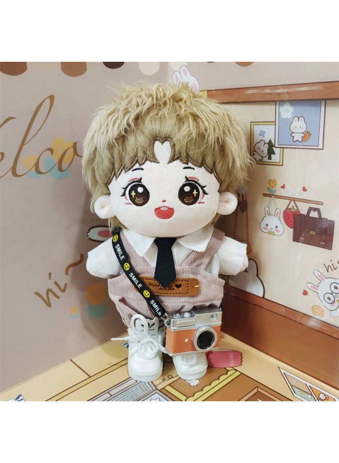 20cm Huang Zihong Fan Cotton Doll Detective College Original Doll Star Doll Holiday Gift Spot-Specifications:20cm Skeleton 2 Days Delivery-Color:Huangzi Hongfan + Lotus Root Powder Overalls 5-piece Set/ad White And Black Shoes  - Image 1