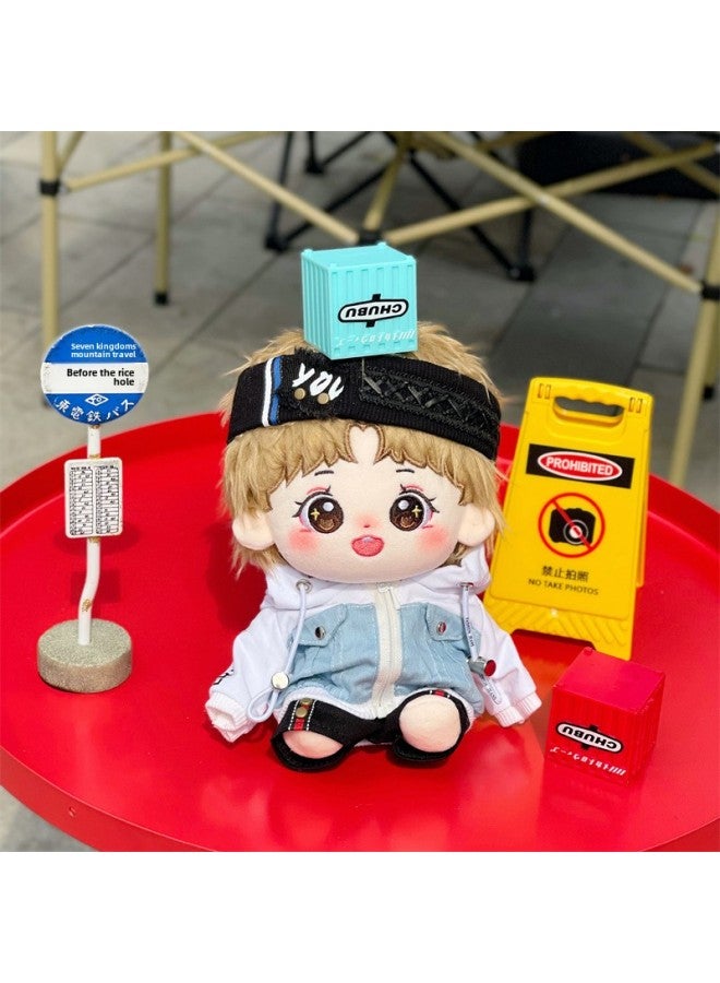20cm Huang Zihong Fan Cotton Doll Detective College Original Doll Star Doll Holiday Gift Spot-Specifications:20cm Skeleton 2 Days Delivery-Color:Huangzi Hongfan + Lotus Root Powder Overalls 5-piece Set/ad White And Black Shoes  - Image 4