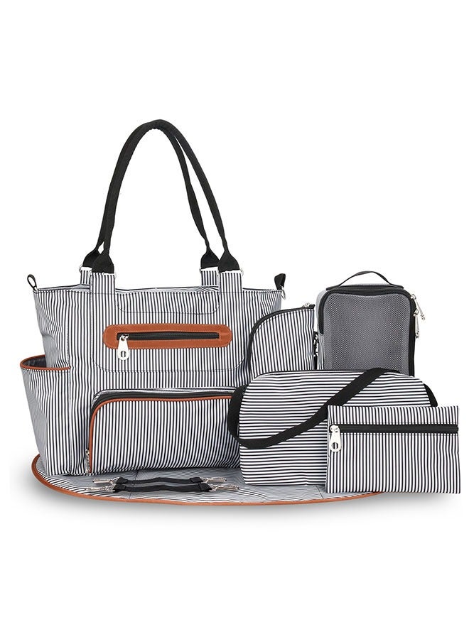 BOUND MOAT Waterproof Diaper Bag Set Multi-Function Large Capacity Mommy Bags Nappy Baby Bag Travel Beach Shopping Baby Handbag 6PCS Set Baby Stroller Hook Bag - Image 1