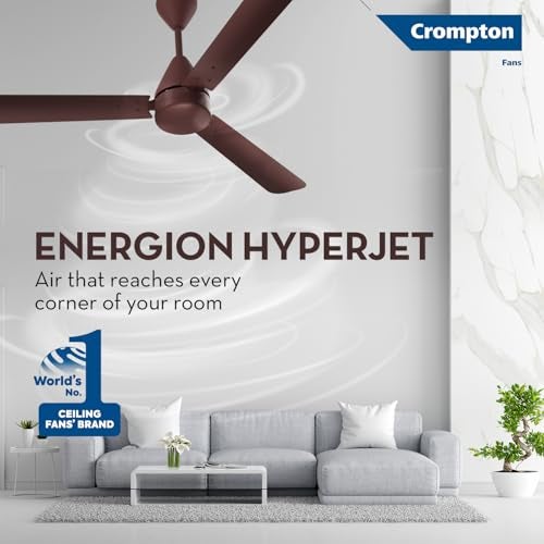 Crompton كرومبتون إنرجايون هايبرجيت 1200مم مروحة سقف BLDC | جهاز تحكم عن بعد بنظام Point Anywhere | كفاءة طاقة بتقييم 5 نجوم من BEE | توصيل هواء فائق | مقاومة للصدأ | ضمان المصنع لمدة 2 سنة | بني - Image 2