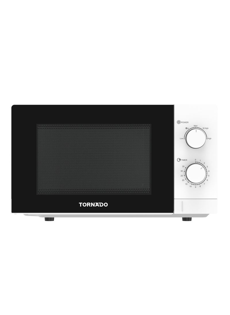 TORNADO - Tornado 20 Liters Solo Microwave Oven with 5 Power Levels, 700W, Defrost Function, 35 Minutes Timer, White, TWMS-20-W-E - Image 1