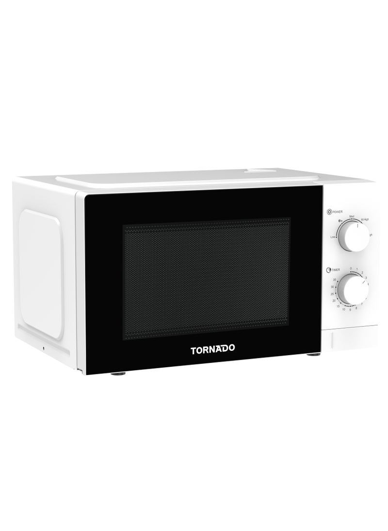 TORNADO - Tornado 20 Liters Solo Microwave Oven with 5 Power Levels, 700W, Defrost Function, 35 Minutes Timer, White, TWMS-20-W-E - Image 1