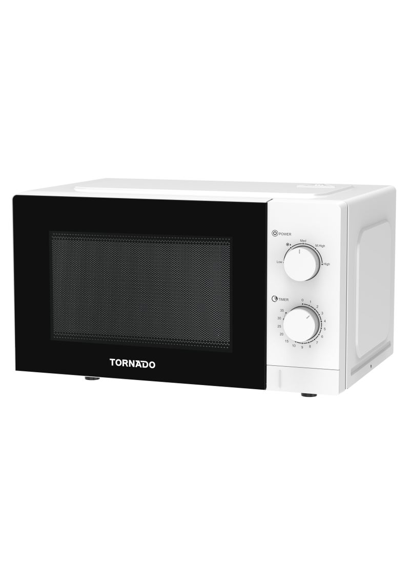 TORNADO - Tornado 20 Liters Solo Microwave Oven with 5 Power Levels, 700W, Defrost Function, 35 Minutes Timer, White, TWMS-20-W-E - Image 1