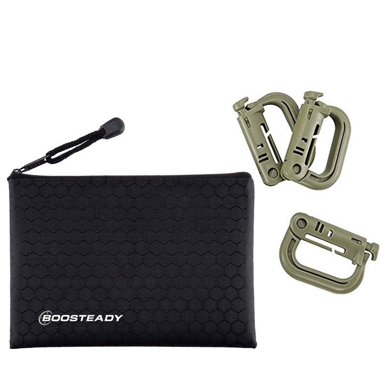 BOOSTEADY 10 Pack Multipurpose D-Ring Grimlock Locking for Molle Webbing with Zippered Pouch - Image 3