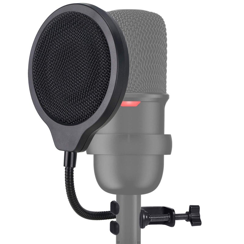 SUNMON SoloCast Microphone Pop Filter Mask Shield For HyperX SoloCast Mic, 4 Inch 3 Layers Windscreen with Flexible 360Â°Gooseneck Clip by SUNMON - Image 1