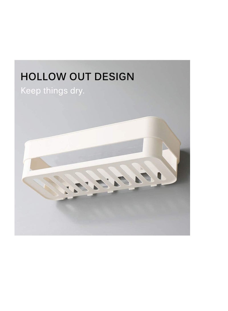 SYOSI Self Adhesive Bathroom Shelf, Wall Mounted Storage Organizer, No Drilling Shower Caddy, Kitchen Storage Basket, Rack Shelves for Bathroom Kitchen 2 Pcs White Green - Image 3