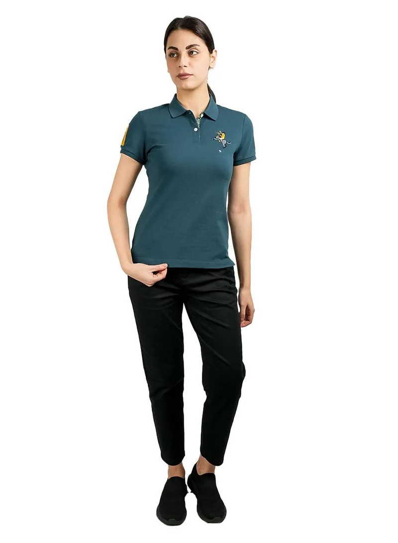 GIORDANO Women's Slim Fit Napoleon Embroidery Polo