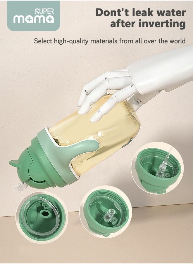 SUPERMAMA - PPSU Baby Sippy Cup Boys and Girls Toddler Straw Cups Kids Water Bottle Spill Proof for School Outdoor Or Indoor BPA Free Easy To Hold Green 325ml - Image 1