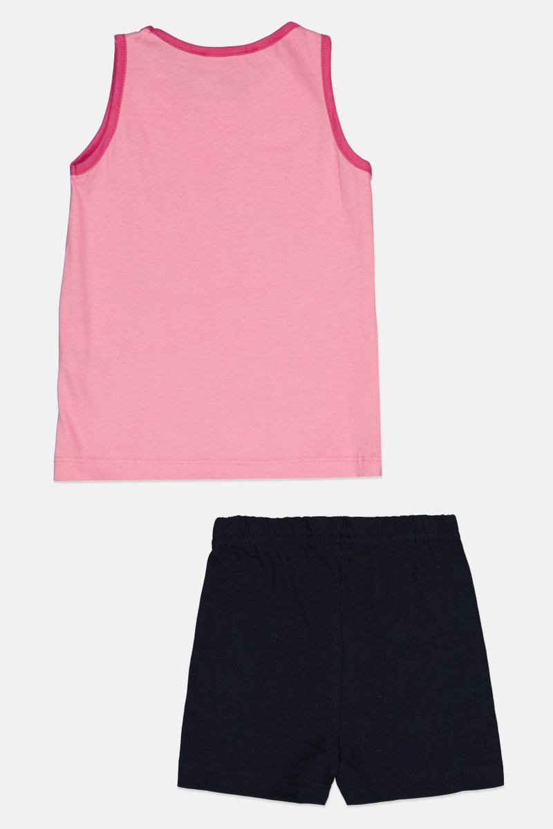 Guru 99 Toddlers Girl 2 Pieces Graphic Print Sleeveless Top And Short Set, Multicolor - Image 2