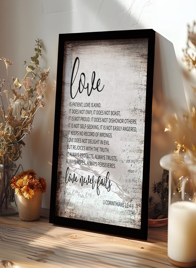 PHAMTE Christian 1 Corinthians 13:4-8 Love Is Patient Love Is Kind Framed Wall Art Prints Posters Decor, Religious Pictures Framed Artwork for Walls Home Bathroom Room Office Decor（11x14 Inch - Image 2