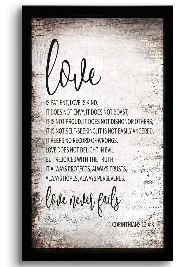 PHAMTE Christian 1 Corinthians 13:4-8 Love Is Patient Love Is Kind Framed Wall Art Prints Posters Decor, Religious Pictures Framed Artwork for Walls Home Bathroom Room Office Decor（11x14 Inch - Image 1