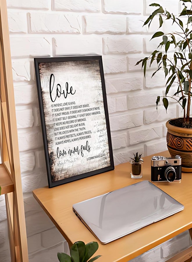 PHAMTE Christian 1 Corinthians 13:4-8 Love Is Patient Love Is Kind Framed Wall Art Prints Posters Decor, Religious Pictures Framed Artwork for Walls Home Bathroom Room Office Decor（11x14 Inch - Image 5