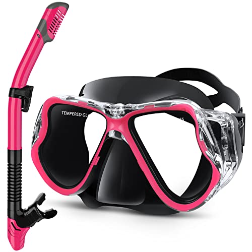 Greatever Dry Snorkel Set,Panoramic Wide View,Anti-Fog Scuba Diving Mask,Professional Snorkeling Gear for Kids - Image 1