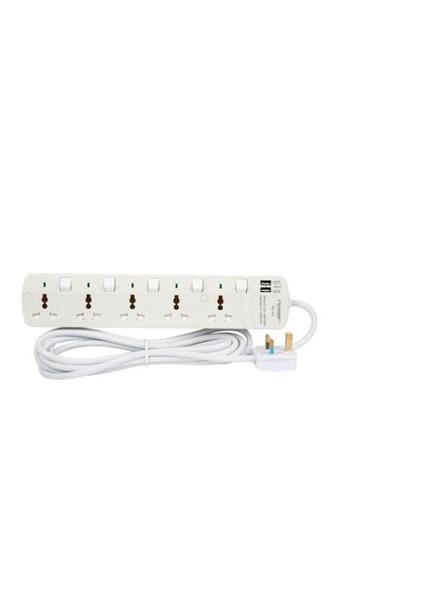 Terminator 13A Switched Universal Power Extension Socket With 2 Usb TPB 5AU