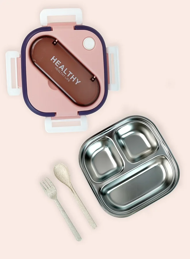 LITTLE SURPRISE BOX Little Surprise Box,Pink & Purple Rounded Square Stainless Steel Kids Lunch Box