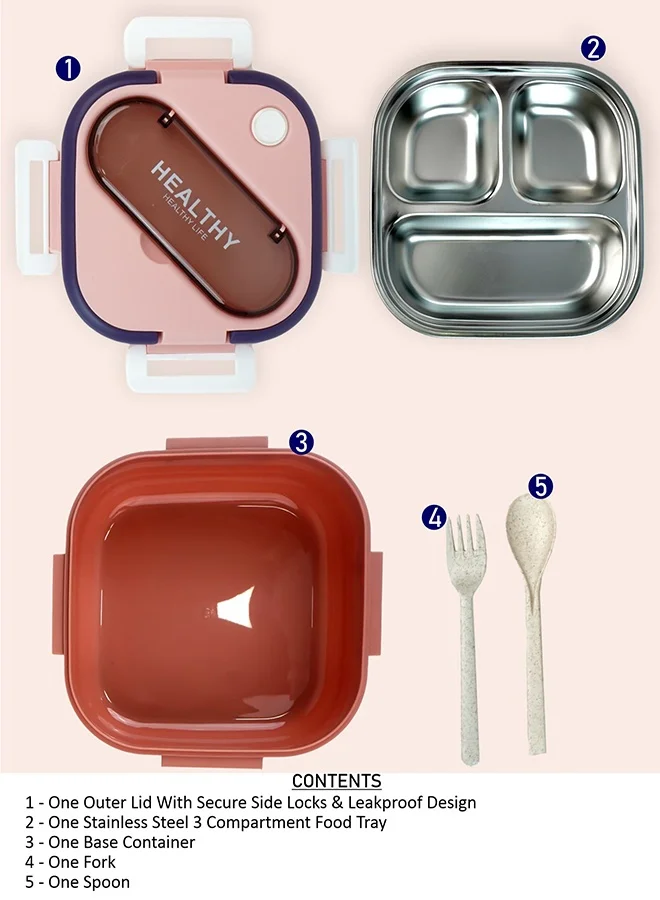 LITTLE SURPRISE BOX Little Surprise Box,Pink & Purple Rounded Square Stainless Steel Kids Lunch Box