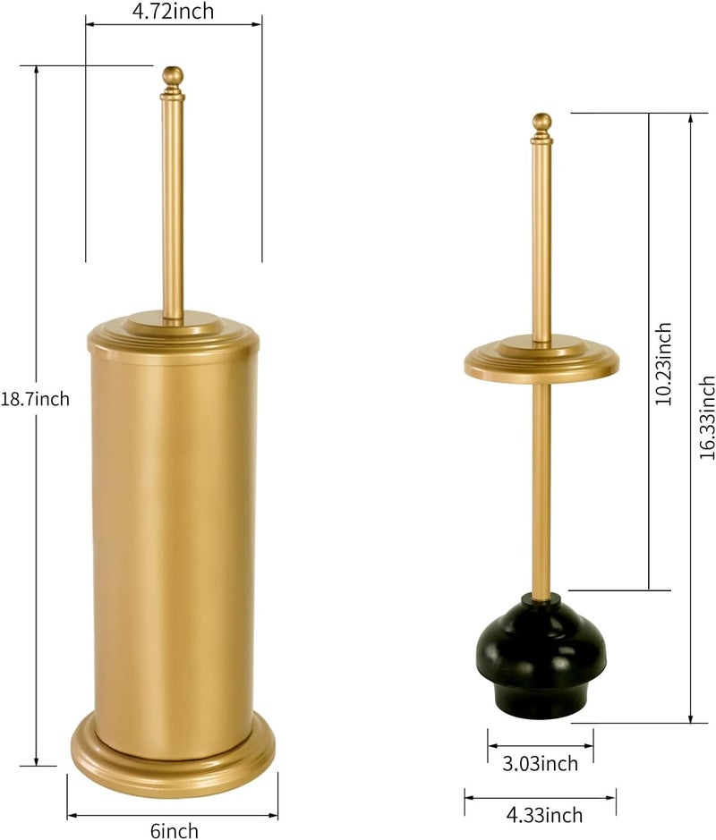 DOWRY Anti-Hand Off Toilet Plunger with Holder for Bathroom,Powerful Efficient Force Suction Cup,Heavy Duty, Deep Cleaning, Gold - Image 3