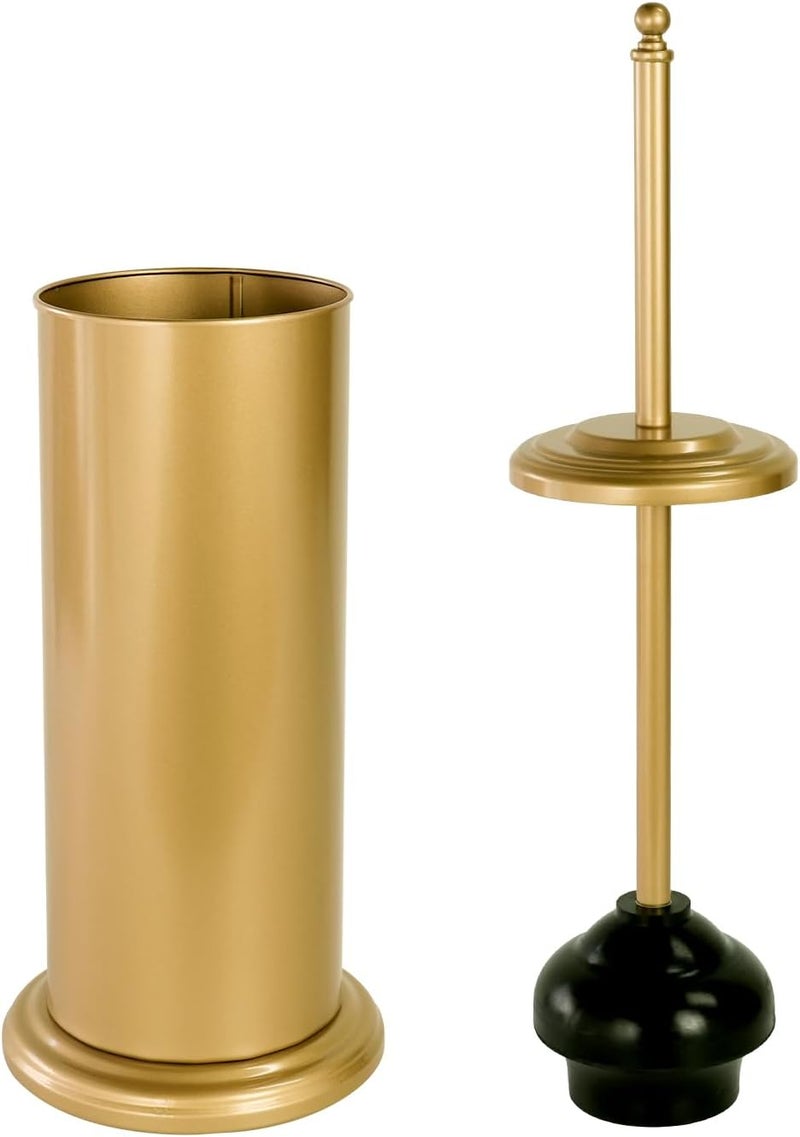 DOWRY Anti-Hand Off Toilet Plunger with Holder for Bathroom,Powerful Efficient Force Suction Cup,Heavy Duty, Deep Cleaning, Gold - Image 1