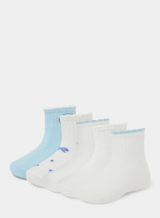 ستايلي Girls Pack Of 5 - Ribbed Ankle Socks