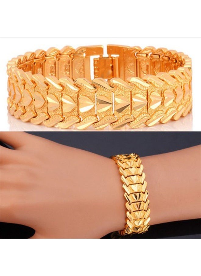 yongsheng Heart Design Gold Plated Bracelet，Bling Link Bracelet For Men Women Out Bracelets Gift Jewelry  - Image 3