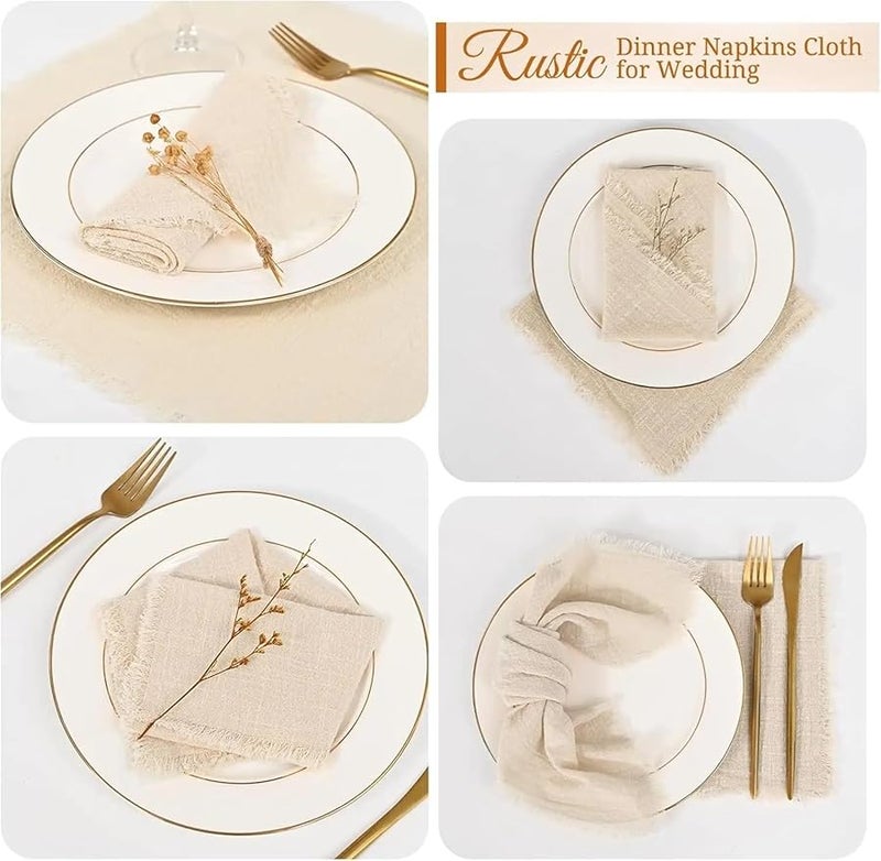 White Cotton Cloth Napkins 50 Pack 32x32cm Handmade with Fringe for Dinners Parties Weddings Banquets - Image 5