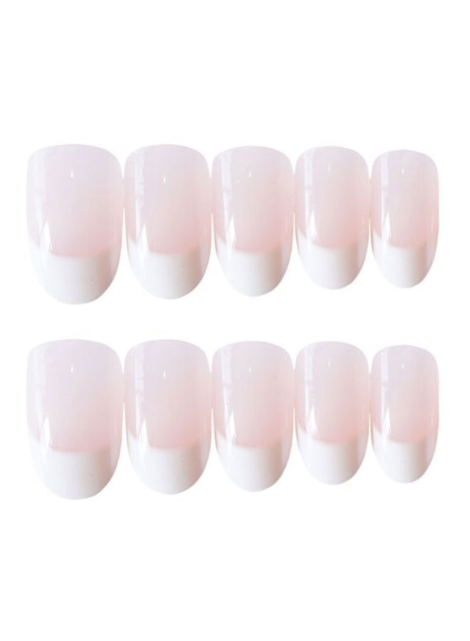 NIBEMINENT 10-Piece Artificial Nail Set Pink/White - Image 3