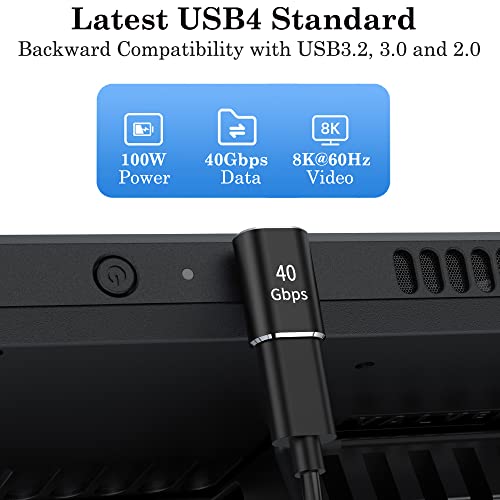 AuviPal USB C 90 Degree Adapter (2 Pack), Up and Down Right Angle L Shape USB Type C Male to Female Connector for Steam Deck, ROG Ally, MacBook, Tablet, Phone and More - Black - Image 4