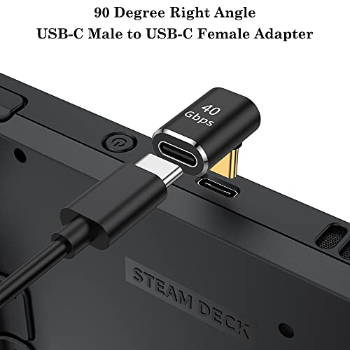 AuviPal USB C 90 Degree Adapter (2 Pack), Up and Down Right Angle L Shape USB Type C Male to Female Connector for Steam Deck, ROG Ally, MacBook, Tablet, Phone and More - Black - Image 2
