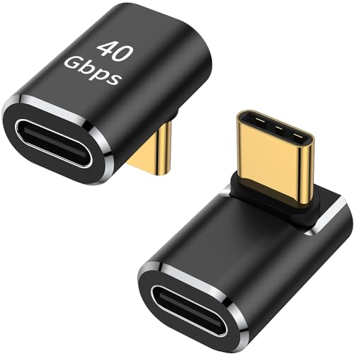 AuviPal USB C 90 Degree Adapter (2 Pack), Up and Down Right Angle L Shape USB Type C Male to Female Connector for Steam Deck, ROG Ally, MacBook, Tablet, Phone and More - Black - Image 1
