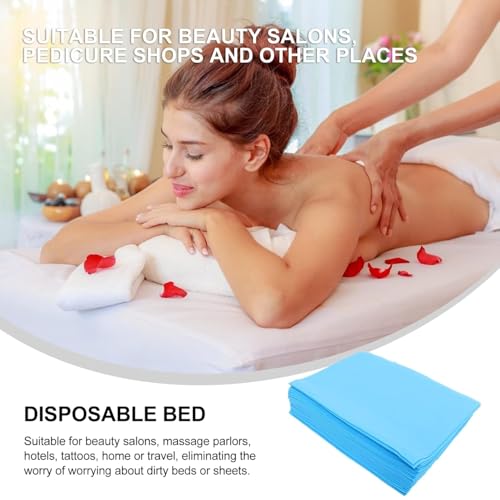 KUDIZE Combo of Disposable Bed Sheet (63 x 84 Inch) (160.02 x 213.36 CM) with Pillow Cover (21 x 26 Inch) (53.34 x 66.04 CM) for Hospital, Hotel, Spa and Beauty Parlor Travelling (Pack of 20, Blue) - Image 3