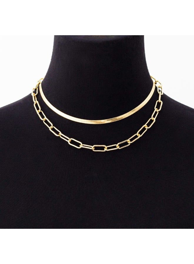 BaubleStar Link Layered Necklace Gold Layering Paperclip Chain Choker for Women - Image 2