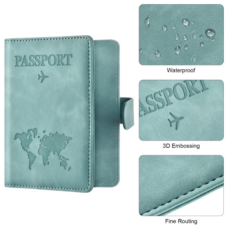 Eoehro Passport Holder for Travel Essentials, Passport Wallet Cover Case for Travel Must Haves Accessories,Passport Book Holders for Women and Men(light blue) - Image 5