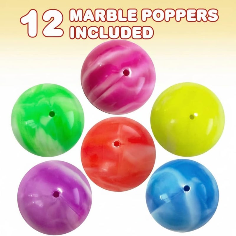 ArtCreativity Marble Rubber Poppers for Kids Pack of 12 PopUp Half Ball Toys with Marbled Designs Old School Retro 90s Toys Birthday Party Favors and Treat Bag Fillers Fun Assorted Colors - Image 3
