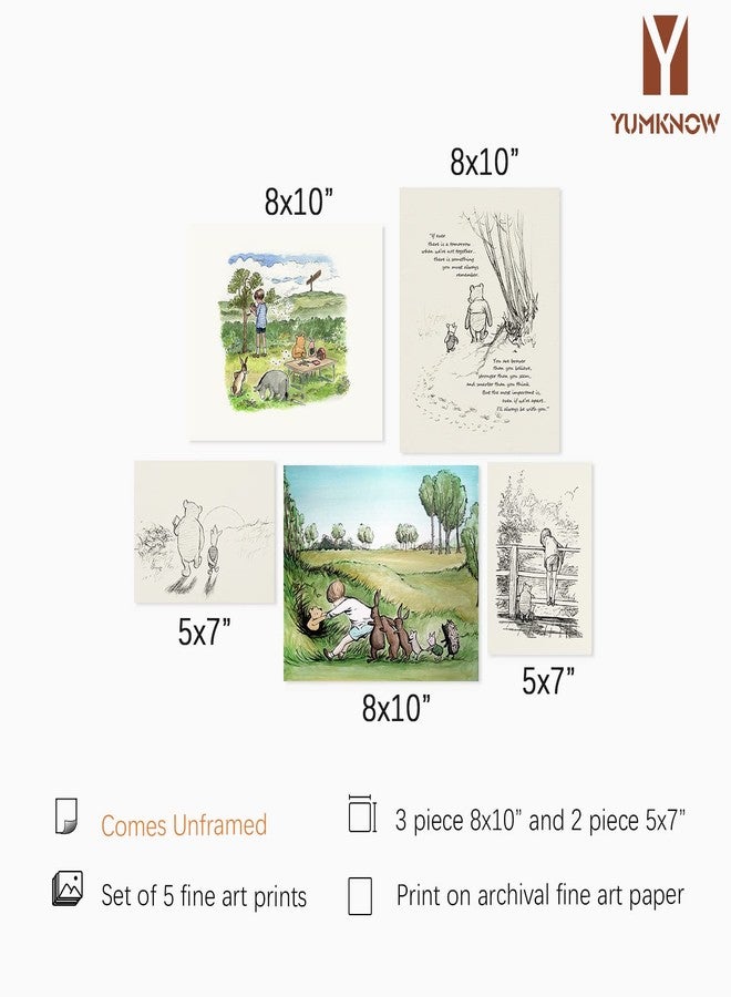 YUMKNOW Winnie The Pooh Nursery Decor - Toddler Room Decor - You Are Braver Than You Think - Motivational Quotes for Kids - Vintage Hundred Acre Wood Poster - Gifts for Winnie Fans Lover - Little Boys Décor - Image 2