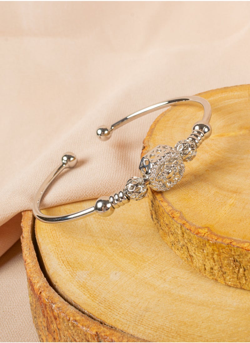 The Black Pearl Accessories - Triple Chinese Gold Free Size Zirconic Medousa Bracelet (Gold, Silver & Rose Gold) - Image 1