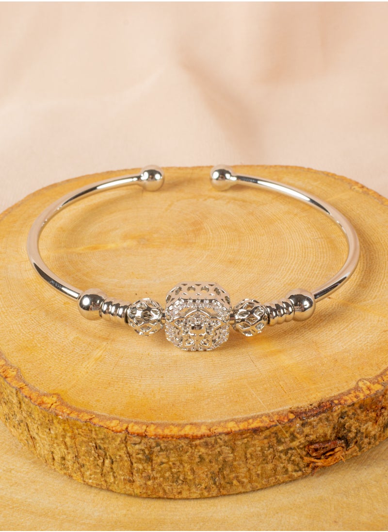 The Black Pearl Accessories - Triple Chinese Gold Free Size Zirconic Medousa Bracelet (Gold, Silver & Rose Gold) - Image 1
