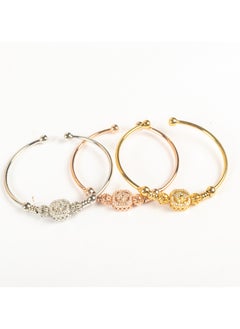 Triple Chinese Gold Free Size Zirconic Medousa Bracelet (Gold, Silver & Rose Gold)