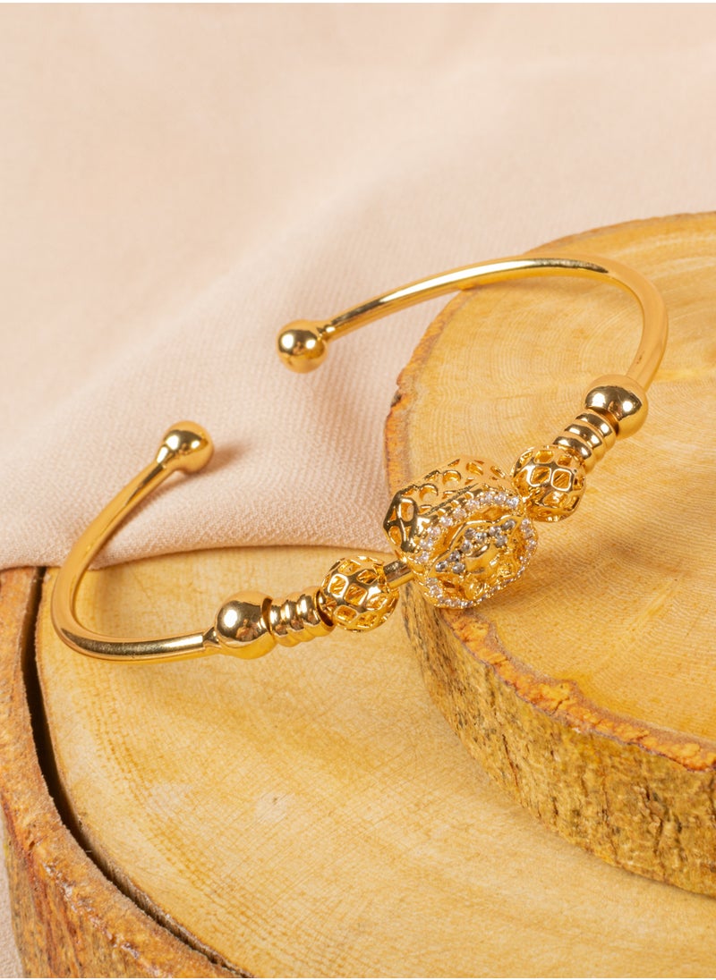 The Black Pearl Accessories - Triple Chinese Gold Free Size Zirconic Medousa Bracelet (Gold, Silver & Rose Gold) - Image 1