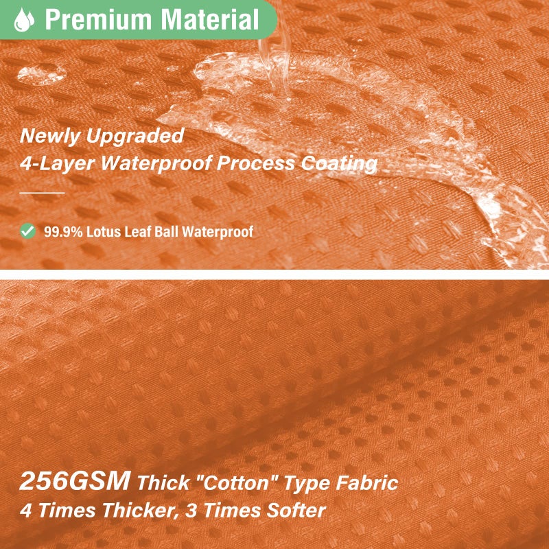 Dynamene Burnt Orange Fabric Shower Curtain - Waffle Weave Textured Heavy Duty Cloth Shower Curtains for Bathroom, 256GSM Hotel Luxury Weighted Bath Curtain Set with 12 Hooks,72x72, Burnt Orange - Image 4
