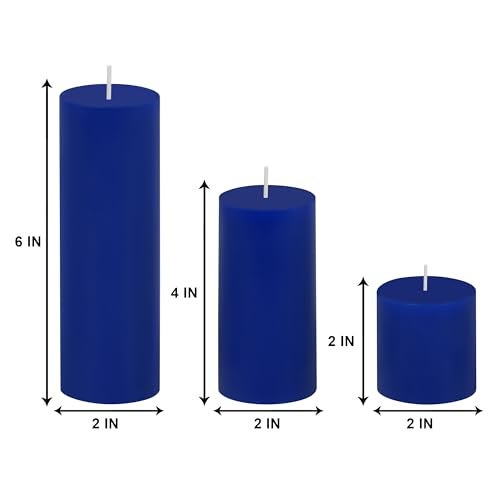 PROSPERRO LUMO by Parkash Candles Unscented Pillar Candles Set of 3 || 2x2, 2x4, 2x6 Inches || Paraffin Wax Candles || Home Decor (Dark Blue) - Image 5