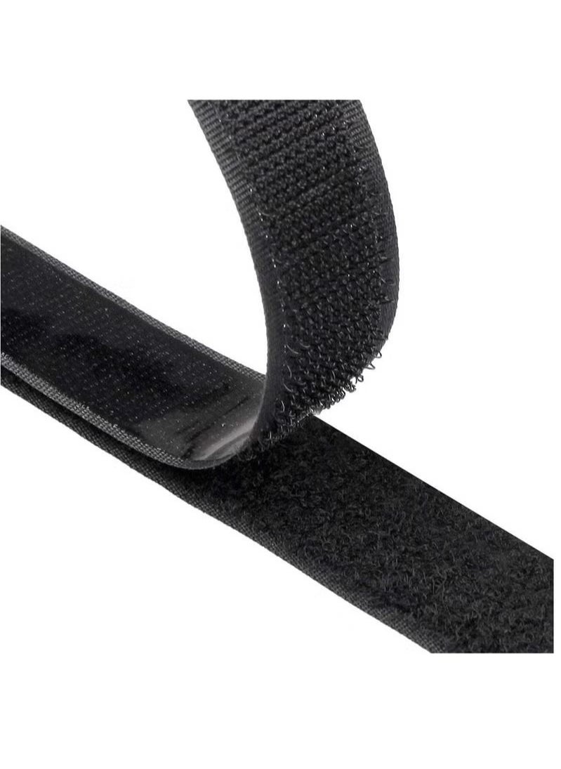 HS Hook And Loop Tape, Self Adhesive Sticky Heavy Duty Tape Reusable Double Sided Roll Strength Velcro Heavy-Duty Stick On Tape-Black(5M)  - Image 1