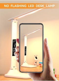 LEOKOR 3 Color Modes LED Desk Lamp Foldable Table Lamp with Time, Date, Temperature Display  - Image 2