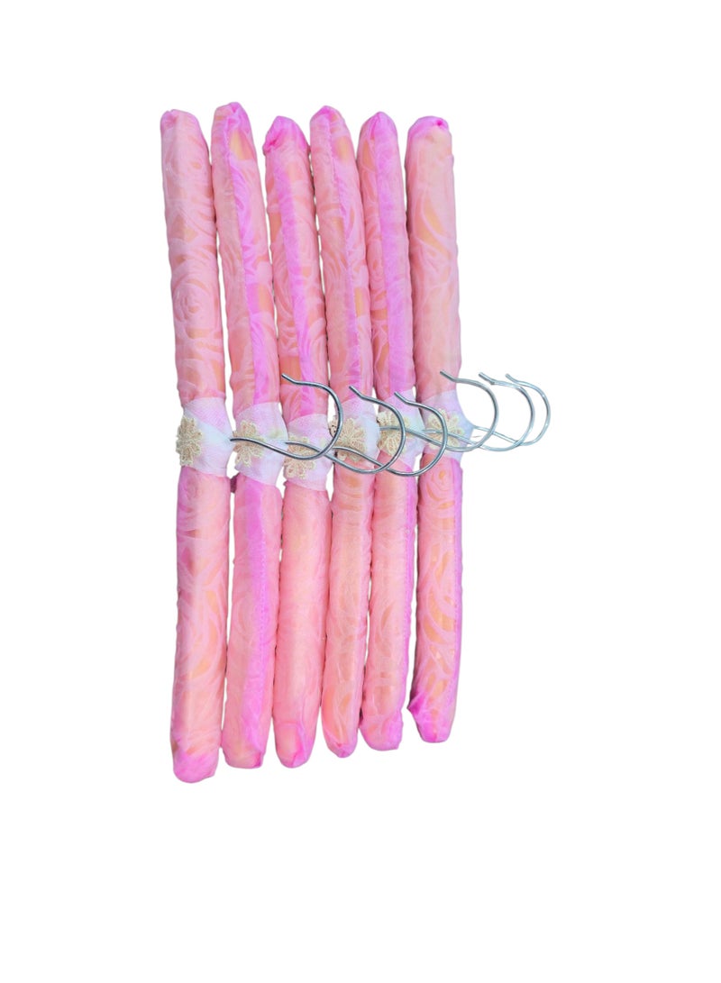 6-Piece Multi-Color Satin Padded Hangers Set – Elegant Non-Slip Clothes Hangers - Image 4